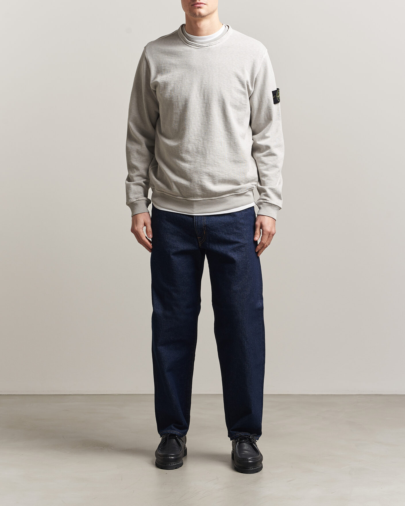 Men | Sweaters & Knitwear | Stone Island | Old Dyed Cotton Sweatshirt Pearl Grey