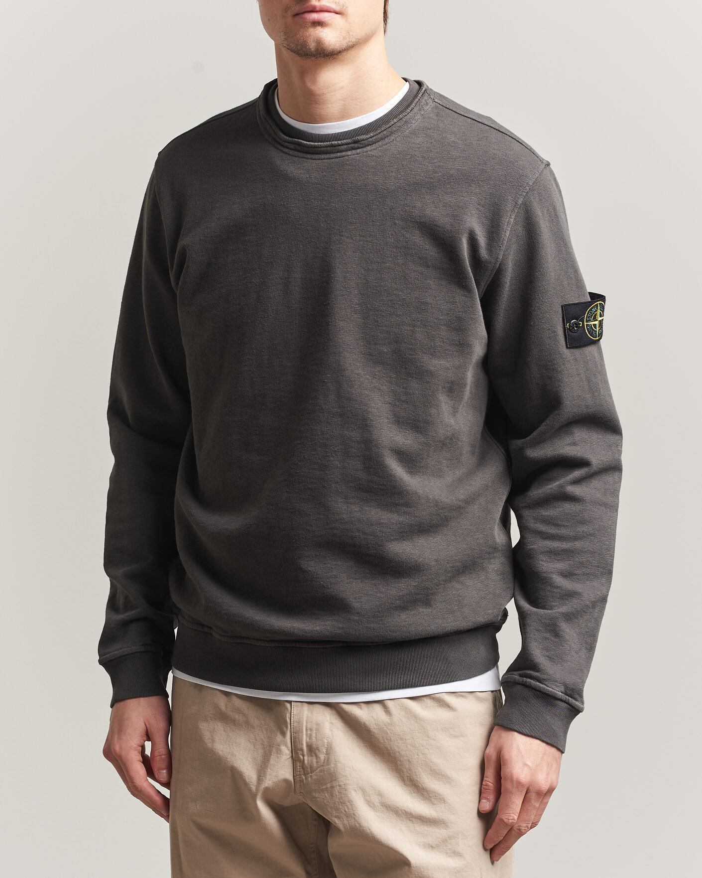 Men | Sweaters & Knitwear | Stone Island | Old Dyed Cotton Sweatshirt Charcoal