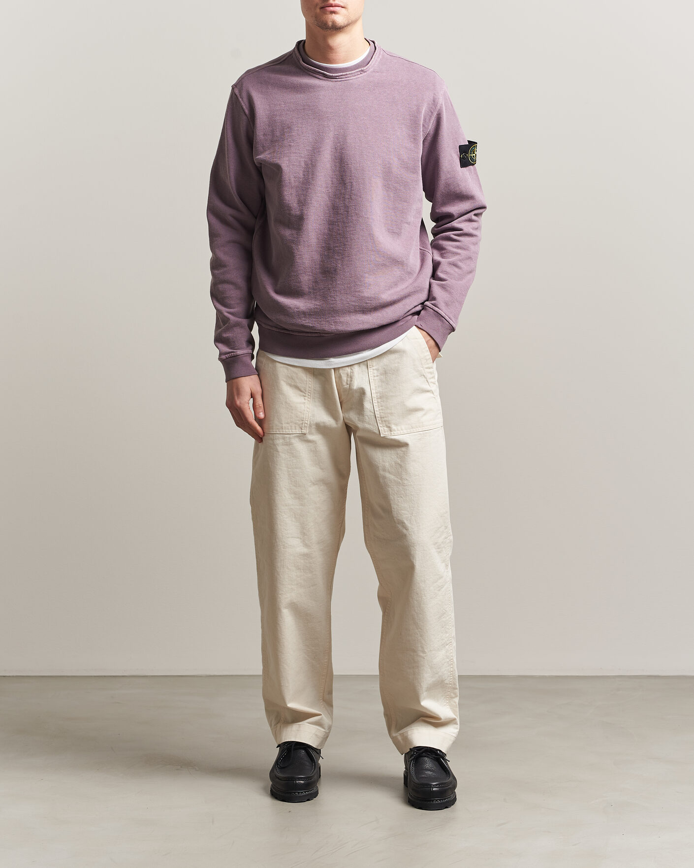 Men | Sweaters & Knitwear | Stone Island | Old Dyed Cotton Sweatshirt Purple Grey