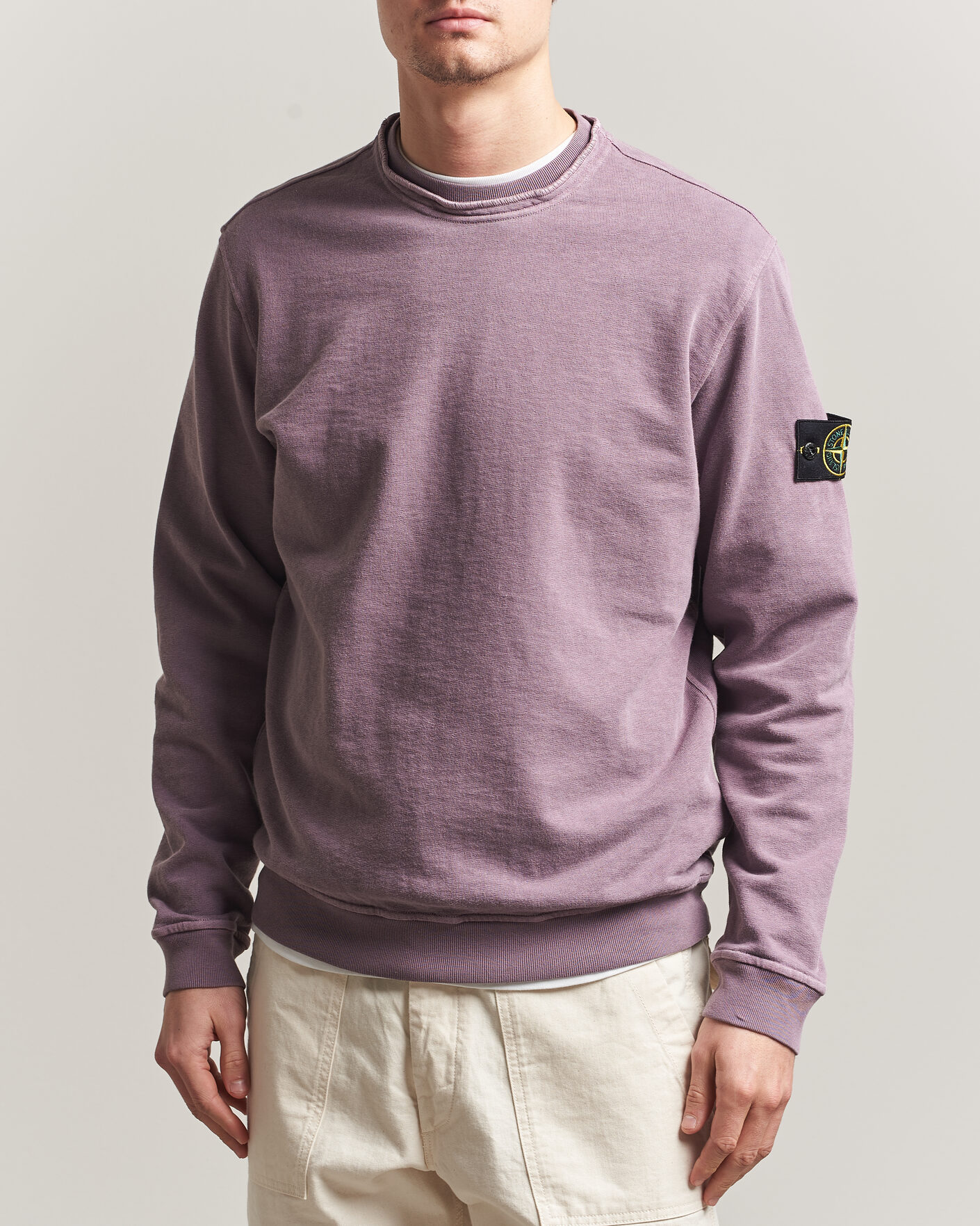 Men | Sweaters & Knitwear | Stone Island | Old Dyed Cotton Sweatshirt Purple Grey