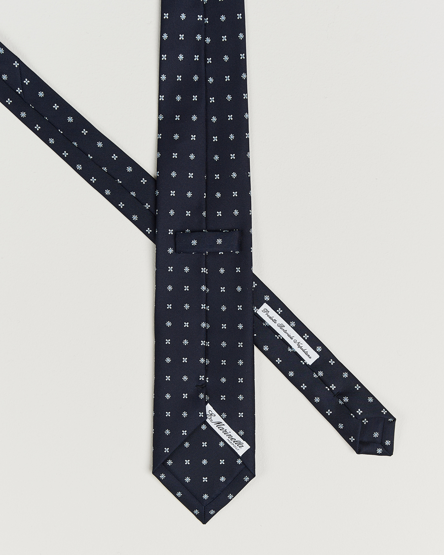 Men | Ties | E. Marinella | 3-Fold Printed Silk Tie Navy