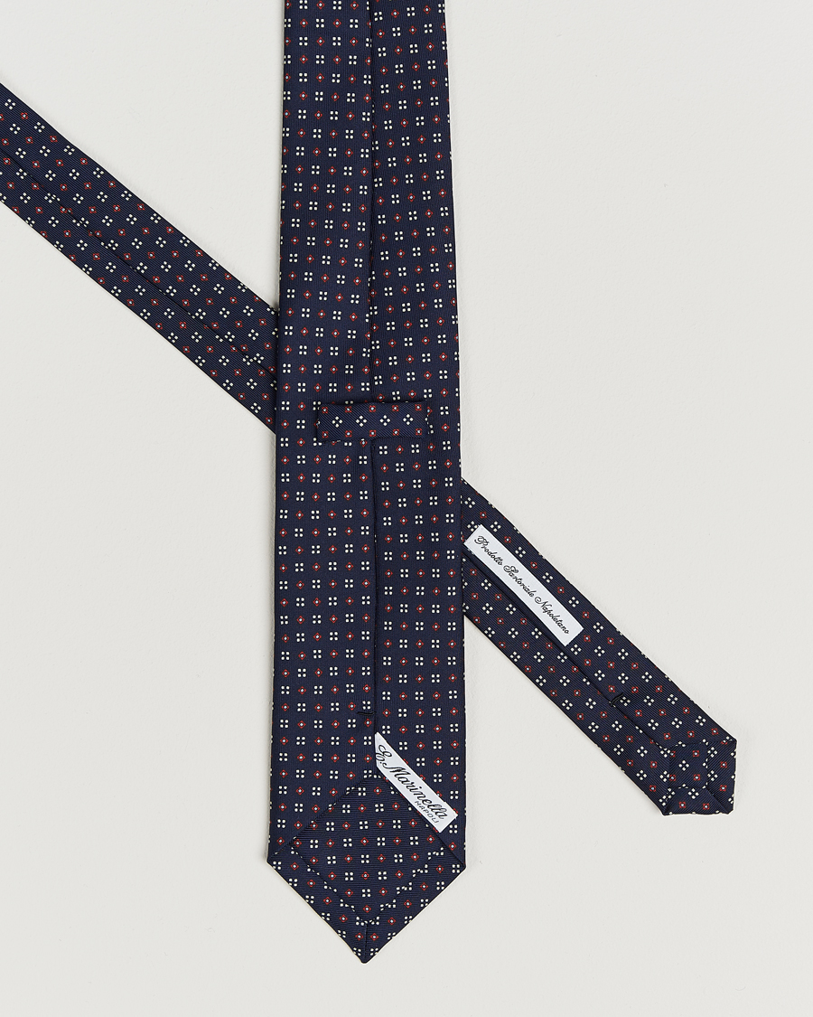 Men | Ties | E. Marinella | 3-Fold Printed Silk Tie Navy