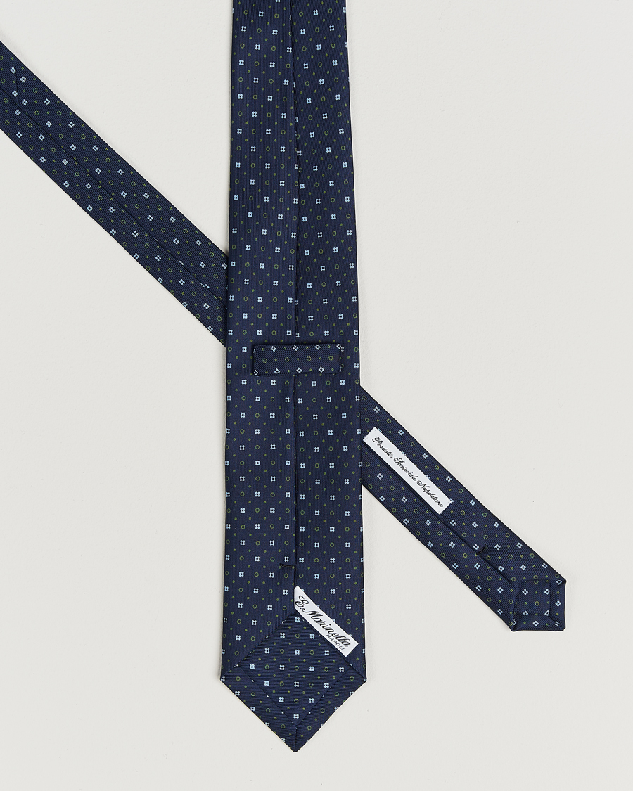 Men | Ties | E. Marinella | 3-Fold Printed Silk Tie Dark Blue
