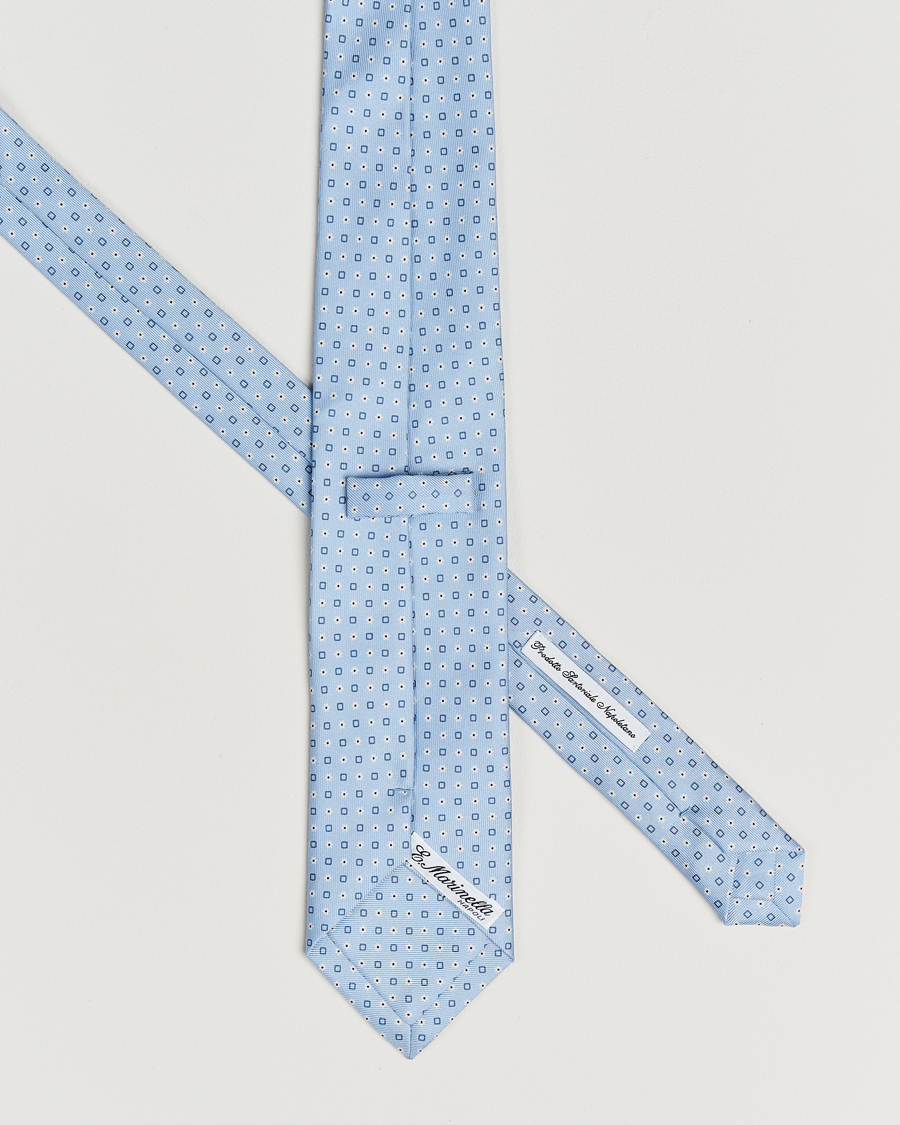 Men | Ties | E. Marinella | 3-Fold Printed Silk Tie Light Blue