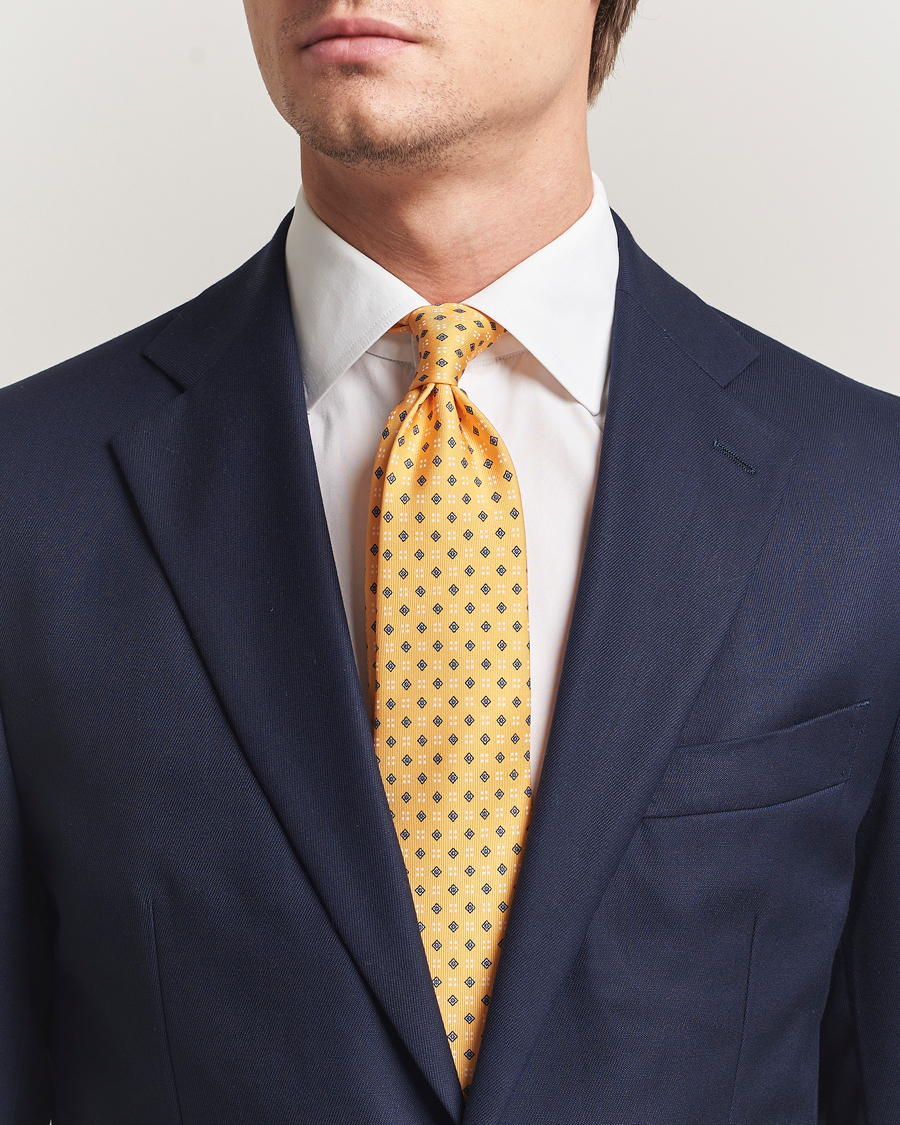 Men | Ties | E. Marinella | 3-Fold Printed Silk Tie Yellow