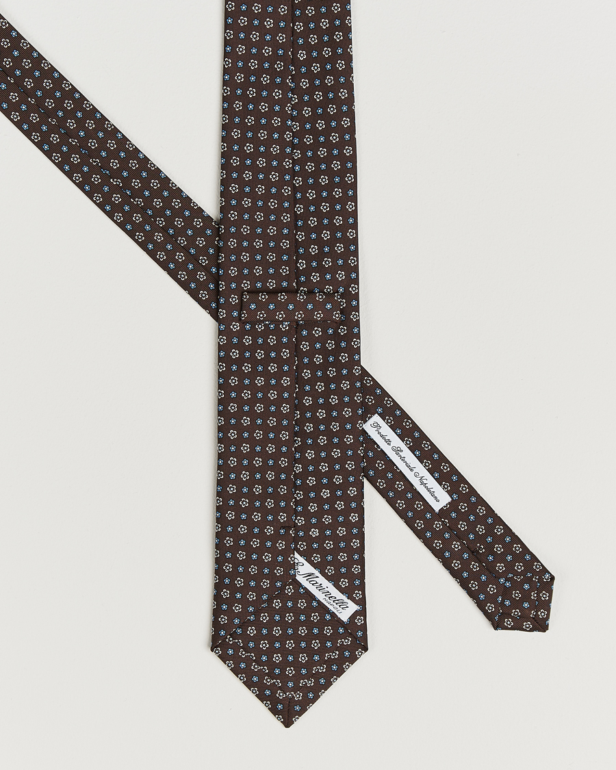 Men | Ties | E. Marinella | 3-Fold Printed Silk Tie Brown