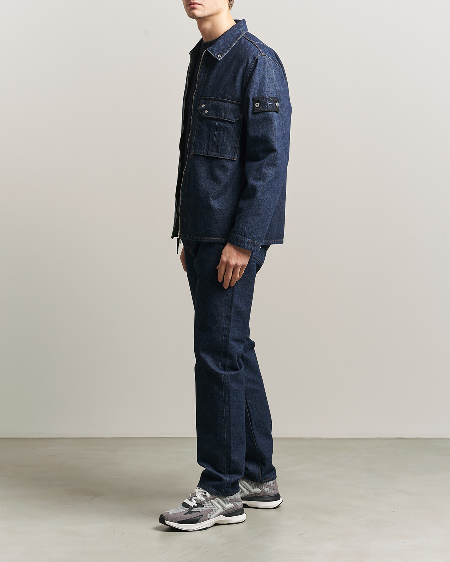Men | Coats & Jackets | Stone Island | Denim Zip Shirt Jacket Blue Rinse