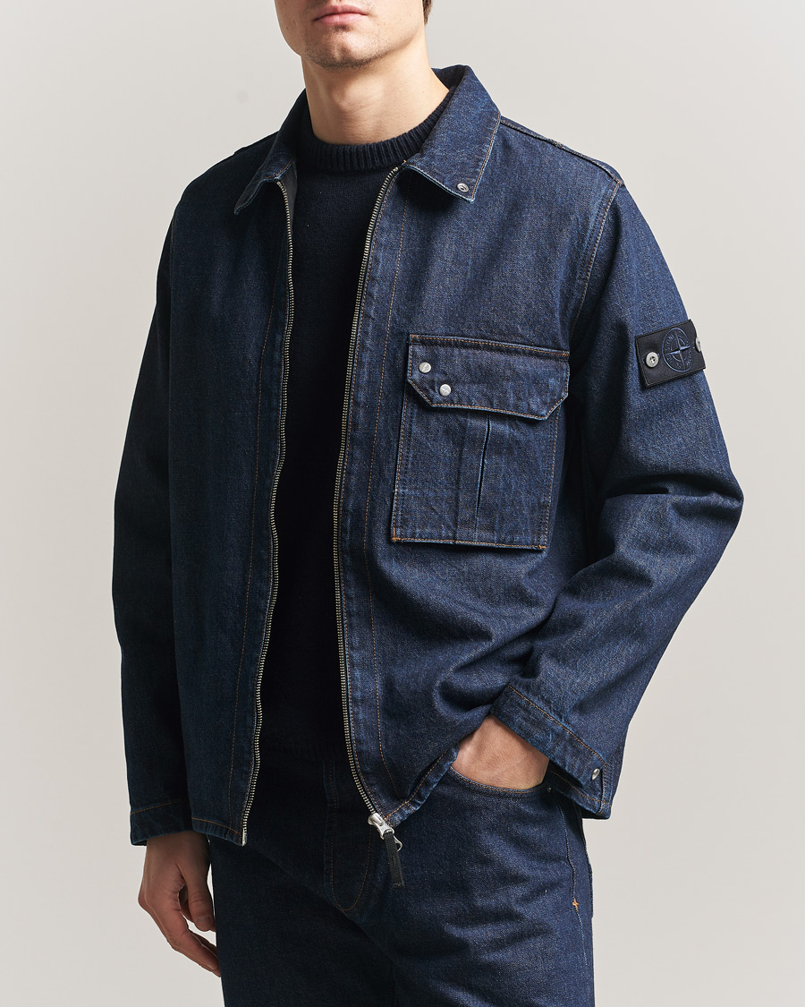 Stone Island Denim Zip Shirt Jacket Blue Rinse at CareOfCarl.com