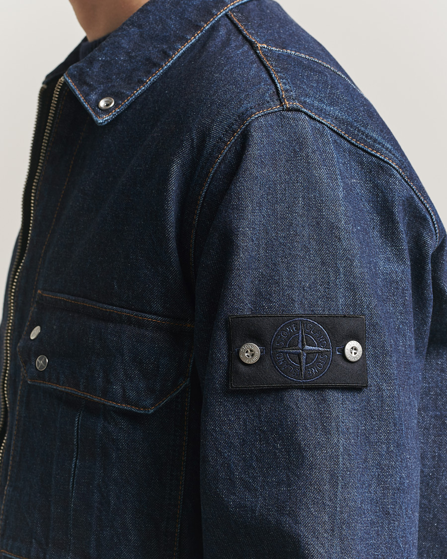 Men | Coats & Jackets | Stone Island | Denim Zip Shirt Jacket Blue Rinse