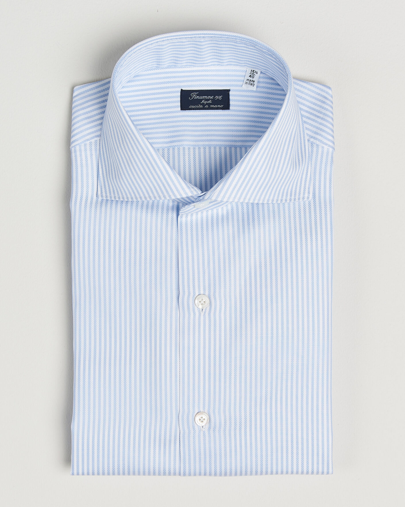 Finamore Napoli Milano Slim Royal Oxford Dress Shirt Light Blue