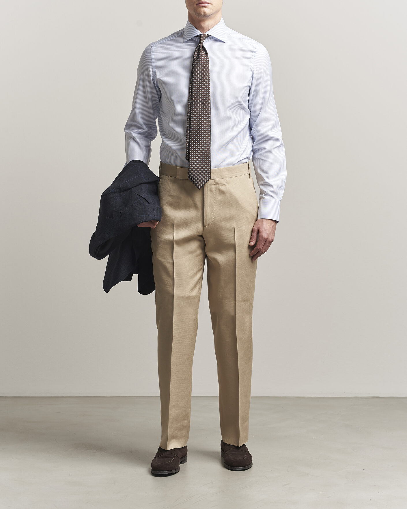 Men | Shirts | Finamore Napoli | Milano Slim Royal Oxford Dress Shirt Light Blue Stripe