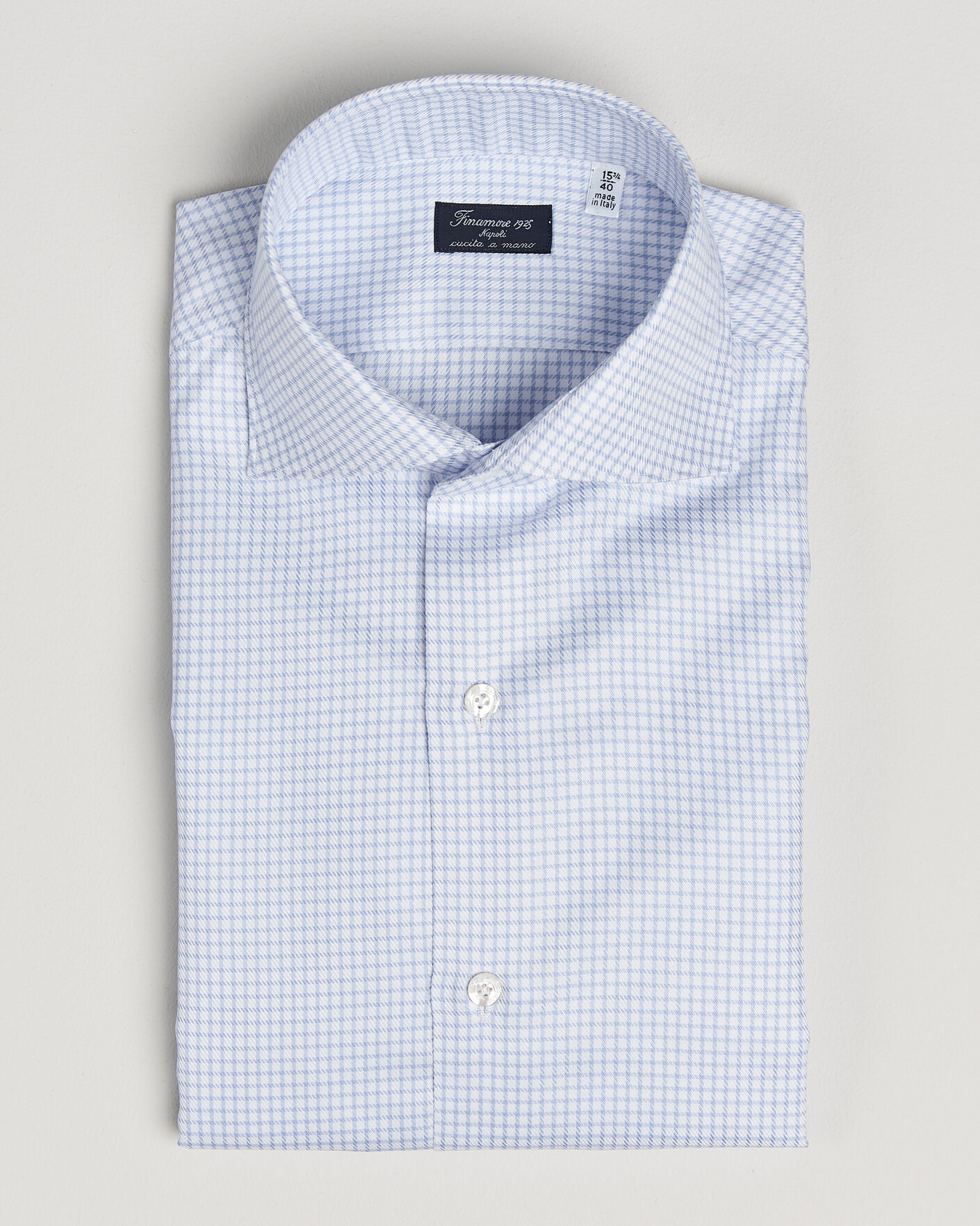 Men | Shirts | Finamore Napoli | Milano Slim Twill Shirt Light Blue Check