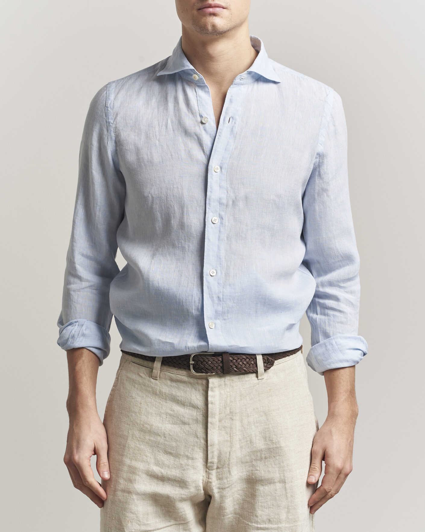 Men | Shirts | Finamore Napoli | Gaeta Linen Shirt Light Blue