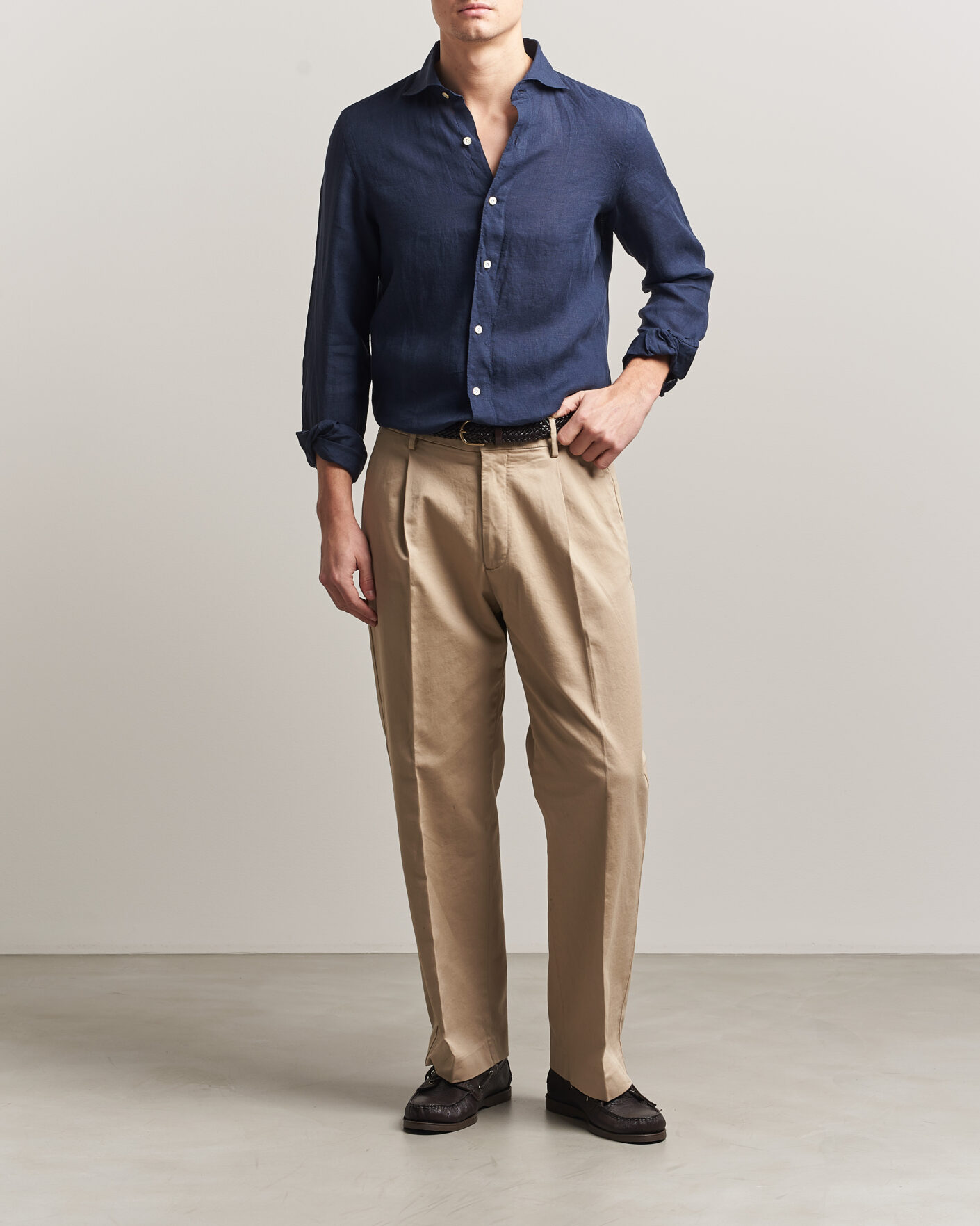 Men | Shirts | Finamore Napoli | Gaeta Linen Shirt Navy