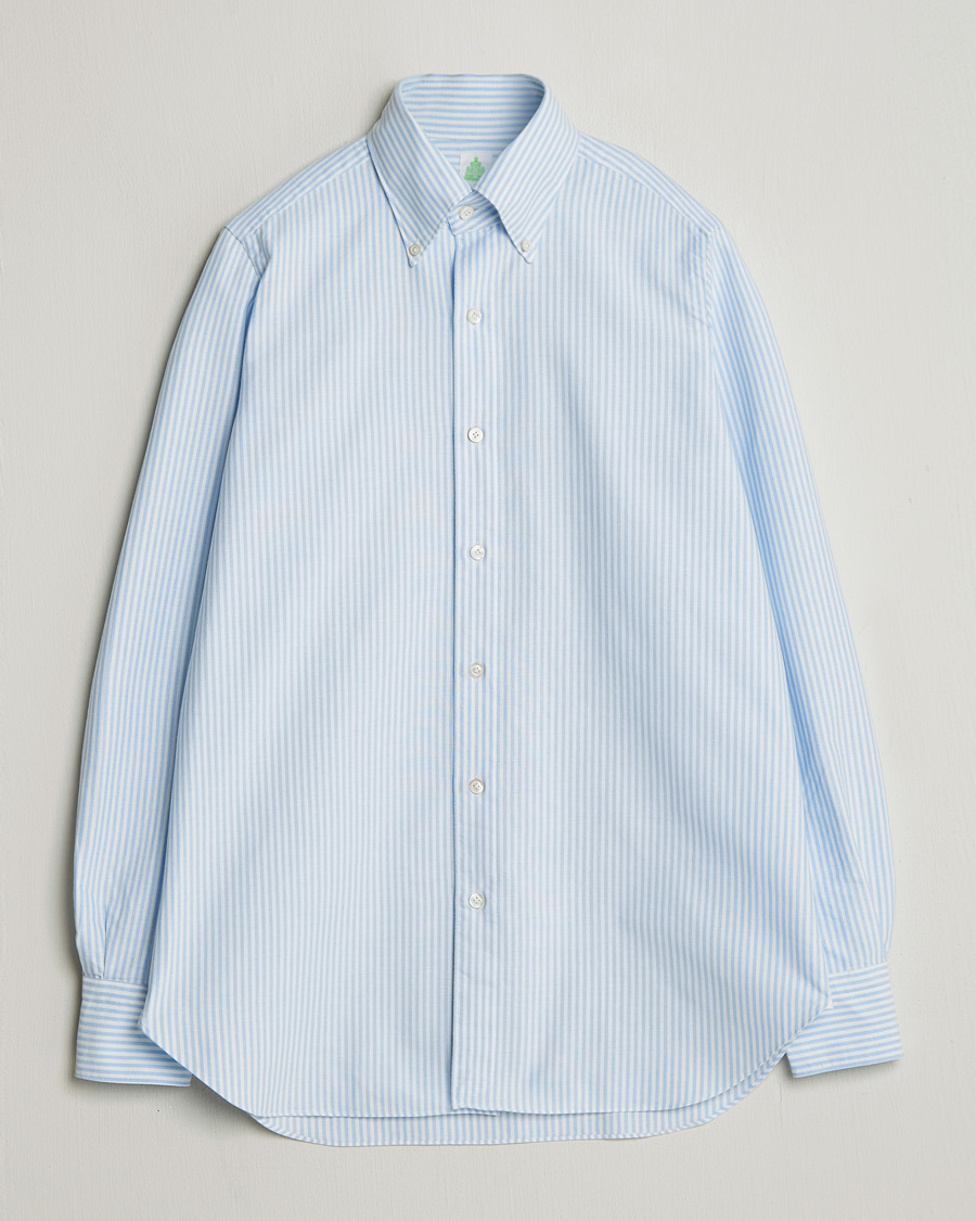 Men | Shirts | Finamore Napoli | Gaeta Oxford Button Down Shirt Light Blue Stripe