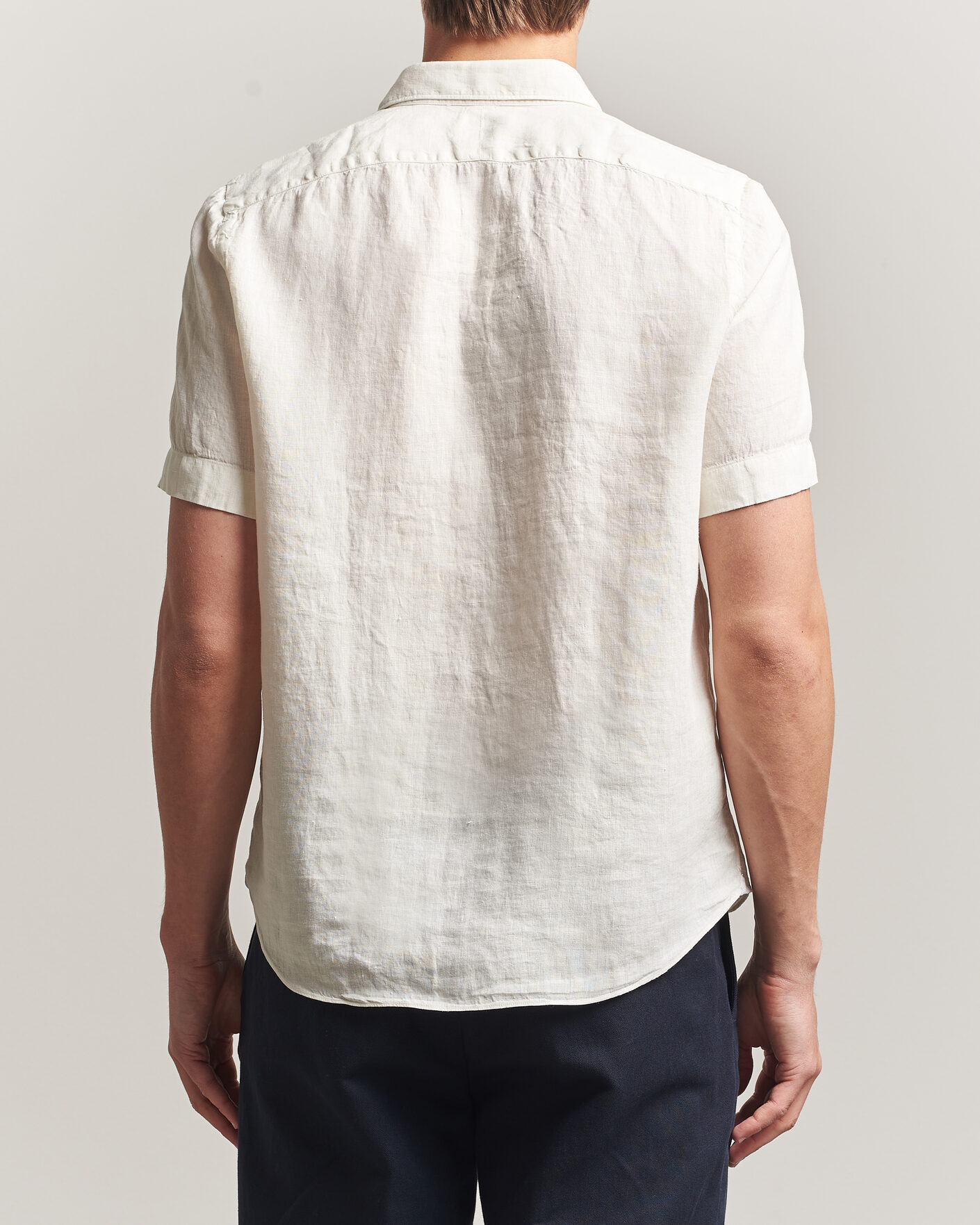 Finamore Napoli Linen Short Sleeve Sport Shirt Off White at