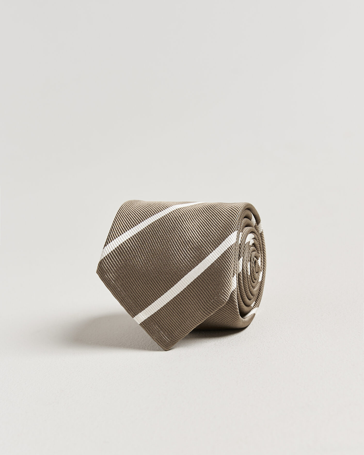 Men | Ties | Finamore Napoli | Regimental Stripe Silk Tie Olive/White