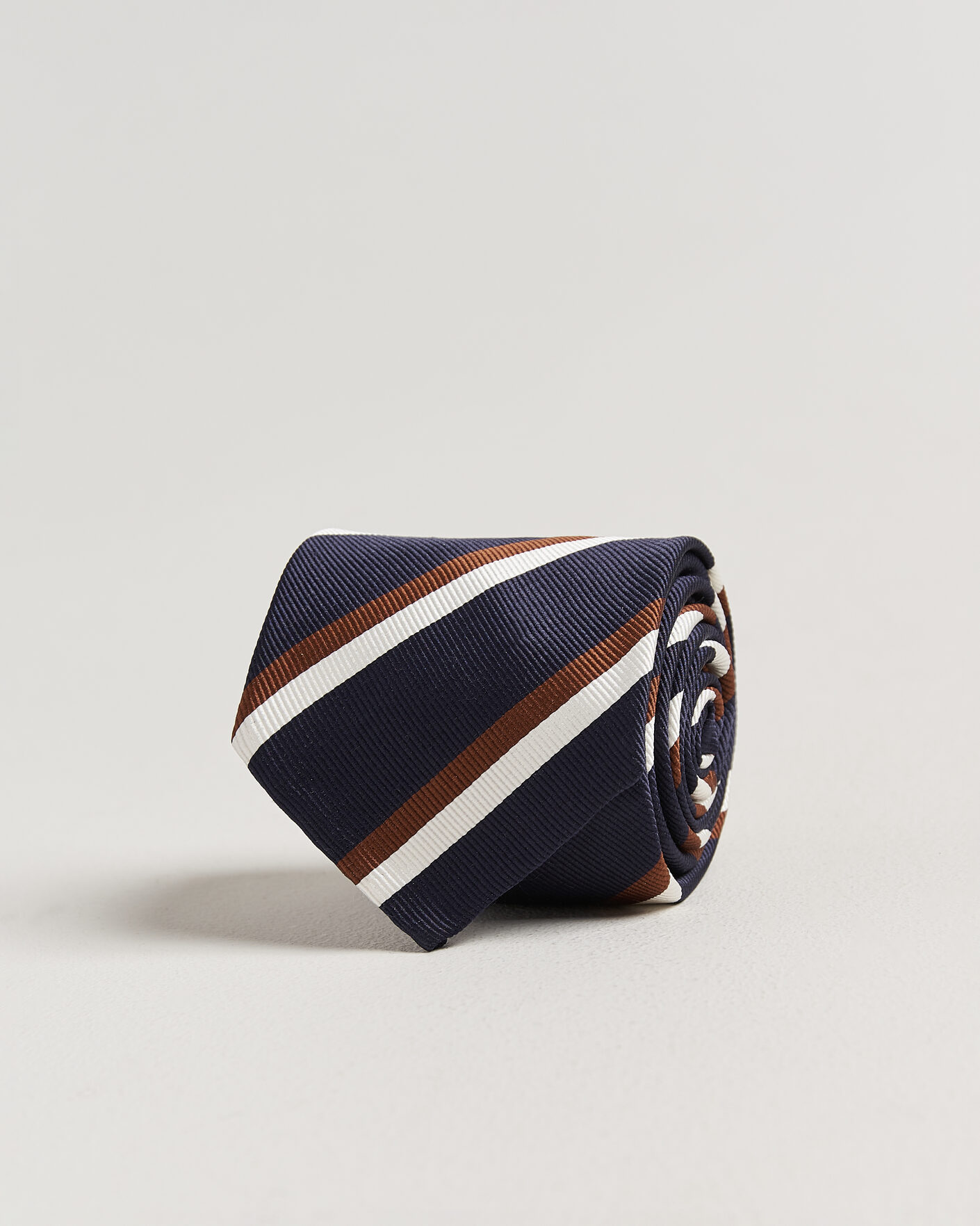 Men | Ties | Finamore Napoli | Regimental Stripe Silk Tie Navy/Brown