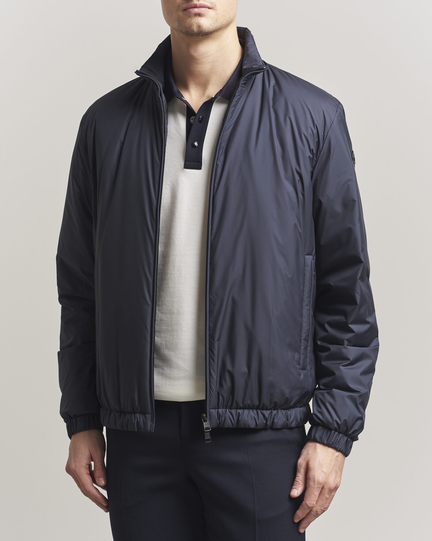 MONCLER ネイビー ブルゾン Moncler Berre Bomber Jacket Navy at CareOfCarl.com