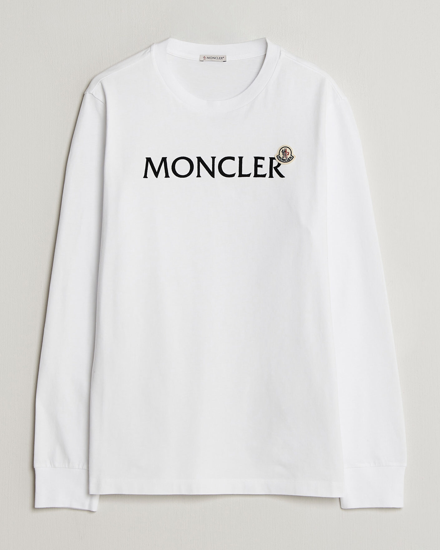 Men | T-Shirts | Moncler | Lettering Logo Long Sleeve T-Shirt White