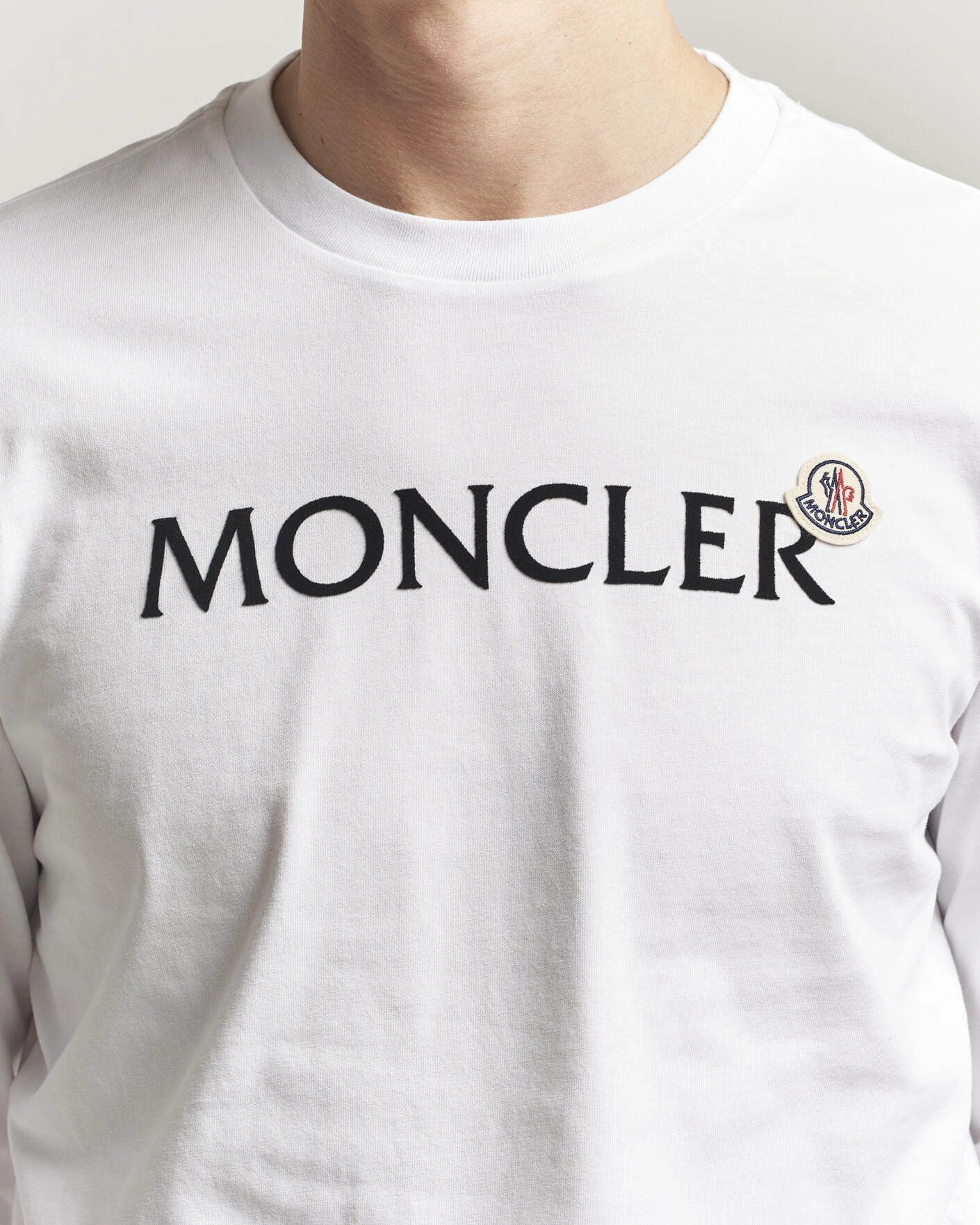 Men | T-Shirts | Moncler | Lettering Logo Long Sleeve T-Shirt White