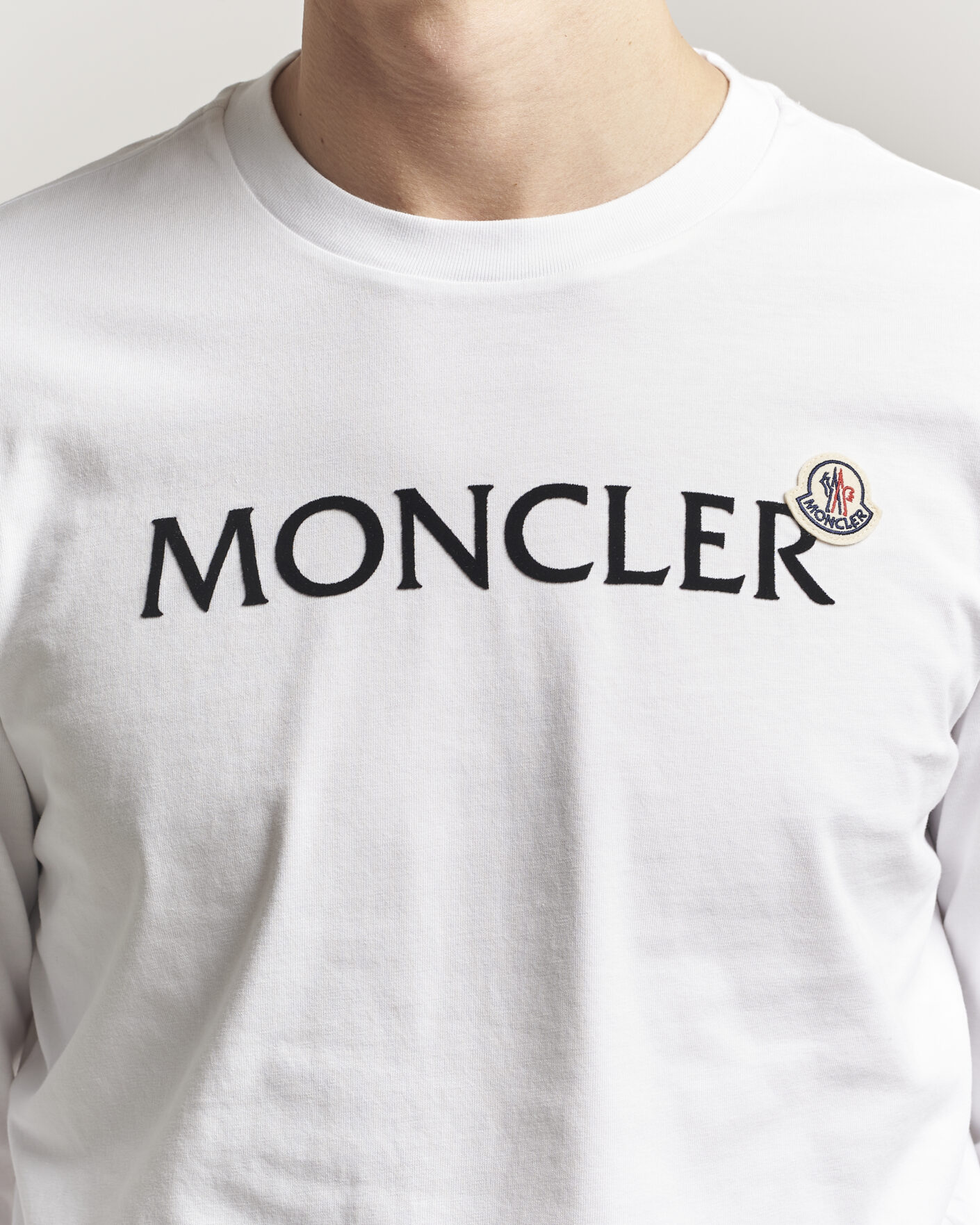 Men | T-Shirts | Moncler | Lettering Logo Long Sleeve T-Shirt White