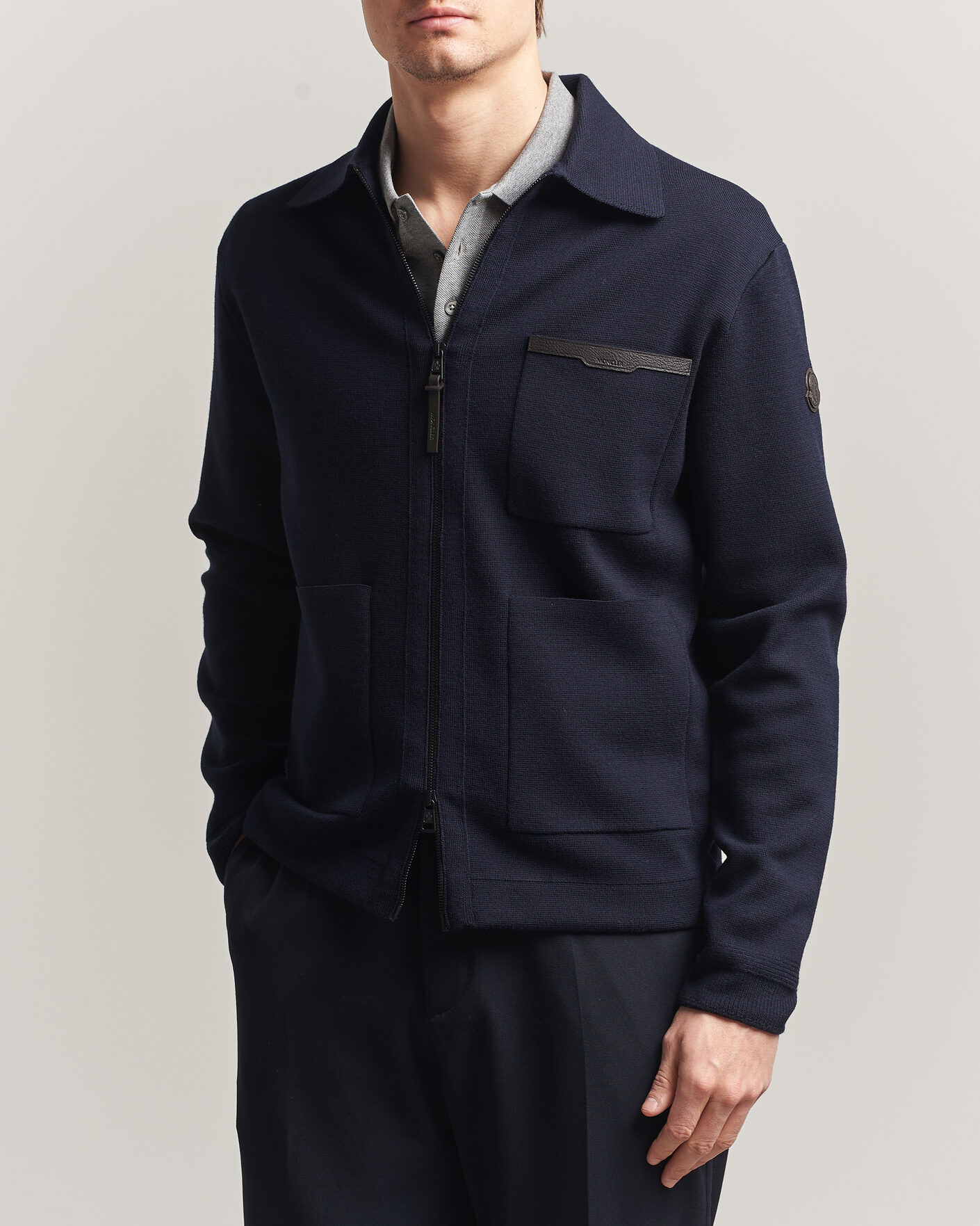 Auralee Wool Knit Shirt Cardigan Charcoal at CareOfCarl.com