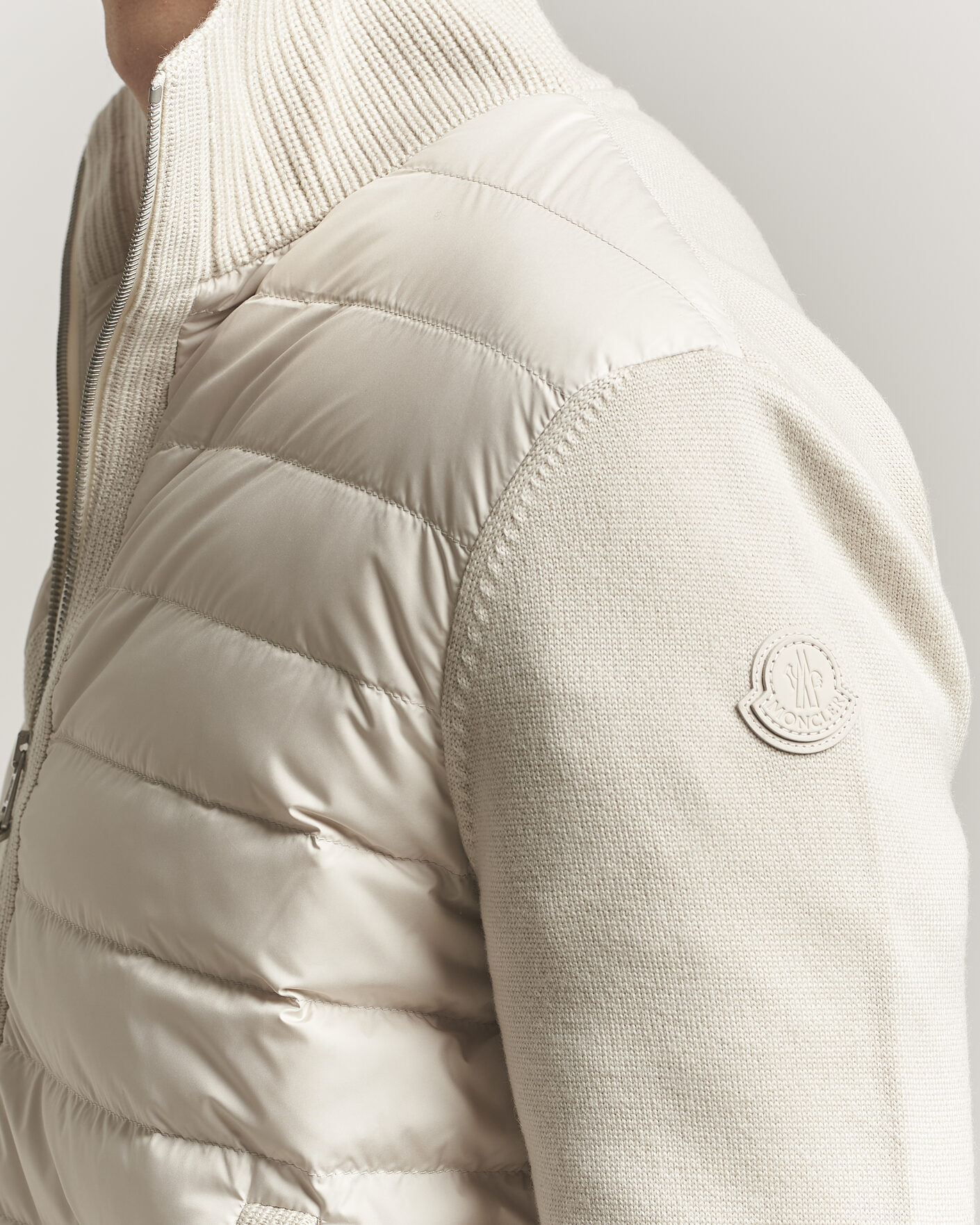 Men | Coats & Jackets | Moncler | Luxury Hybrid Zip Cardigan Off White