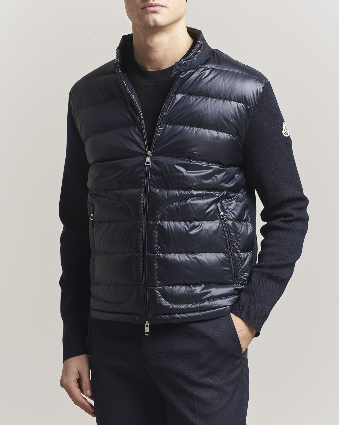 Men | Coats & Jackets | Moncler | Hybrid Laque Zip Cardigan Navy