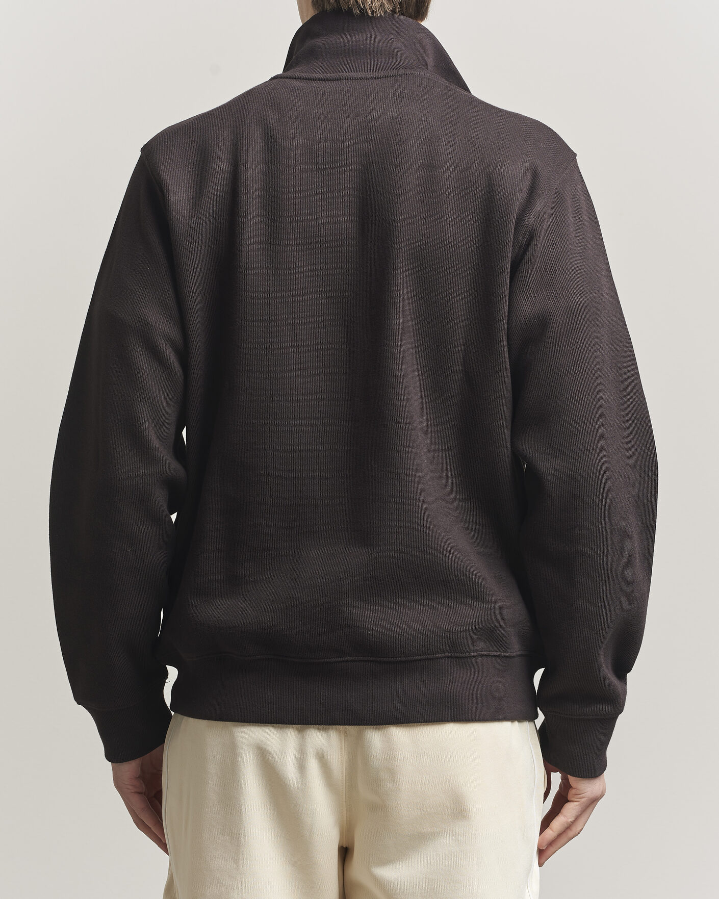 Men | Sweaters & Knitwear | Lacoste | Rib Interlock Half Zip Buffle Brown