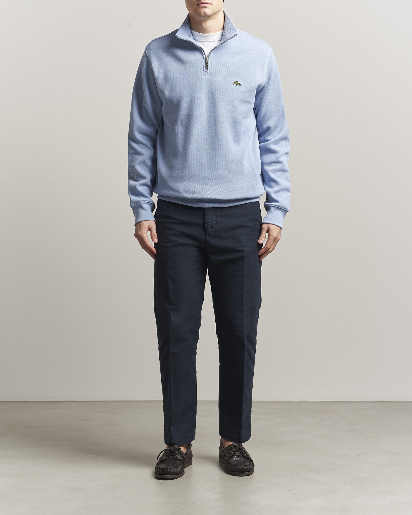 Men | Sweaters & Knitwear | Lacoste | Rib Interlock Half Zip Aphylla Blue