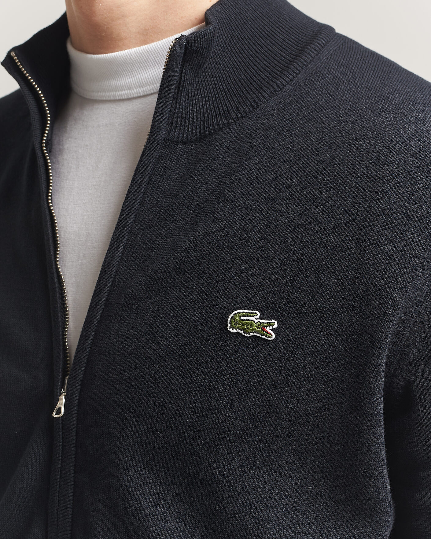Men | Sweaters & Knitwear | Lacoste | Cotton Knitted Full Zip Black