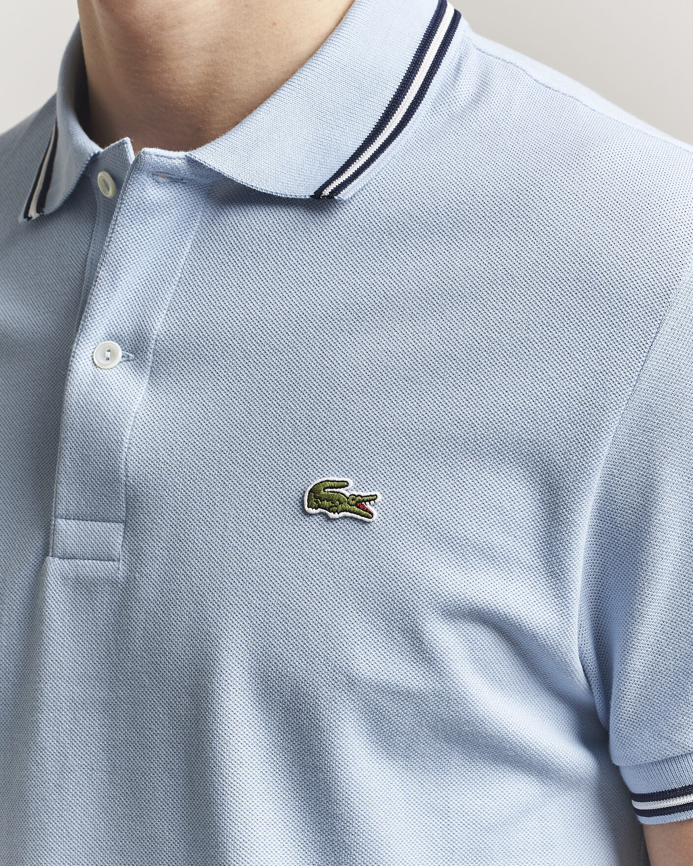 Men | Polo Shirts | Lacoste | Original Tipped Polo Piké Chambray