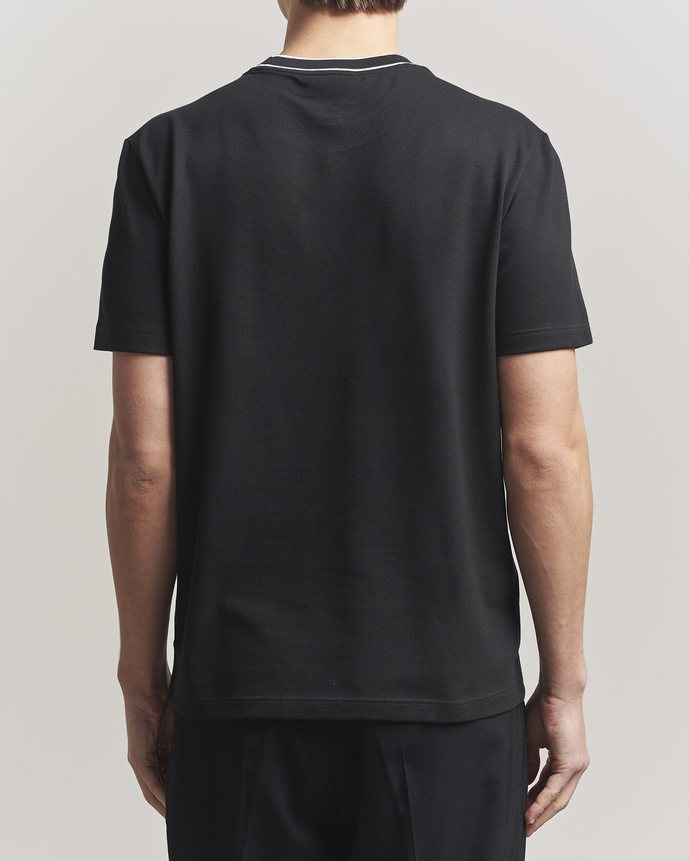 Men | T-Shirts | Lacoste | Contrast Rib Piqué T-Shirt Black