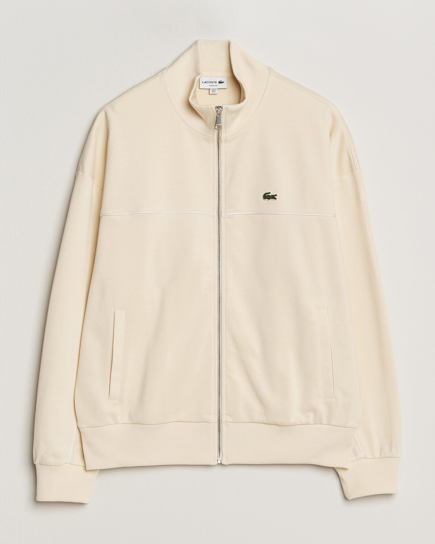 Men | Sweaters & Knitwear | Lacoste | Piqué Track Jacket Naturel Clair