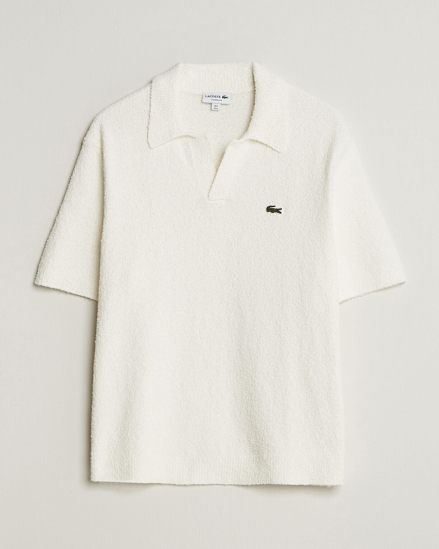 Men | Polo Shirts | Lacoste | Cotton Bouclé Open Collar Polo Flour