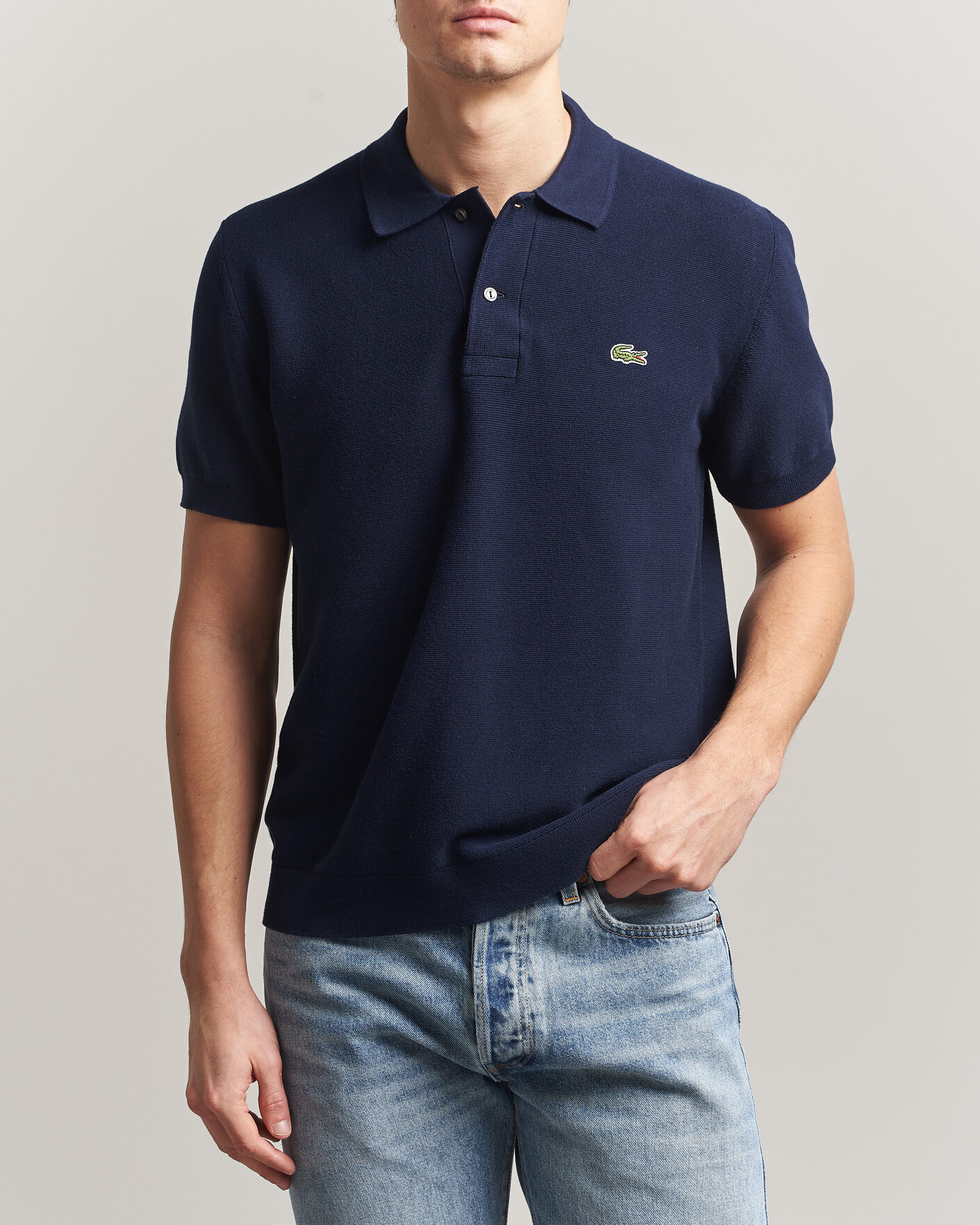 Men | Polo Shirts | Lacoste | Cotton Knitted Polo Navy Blue