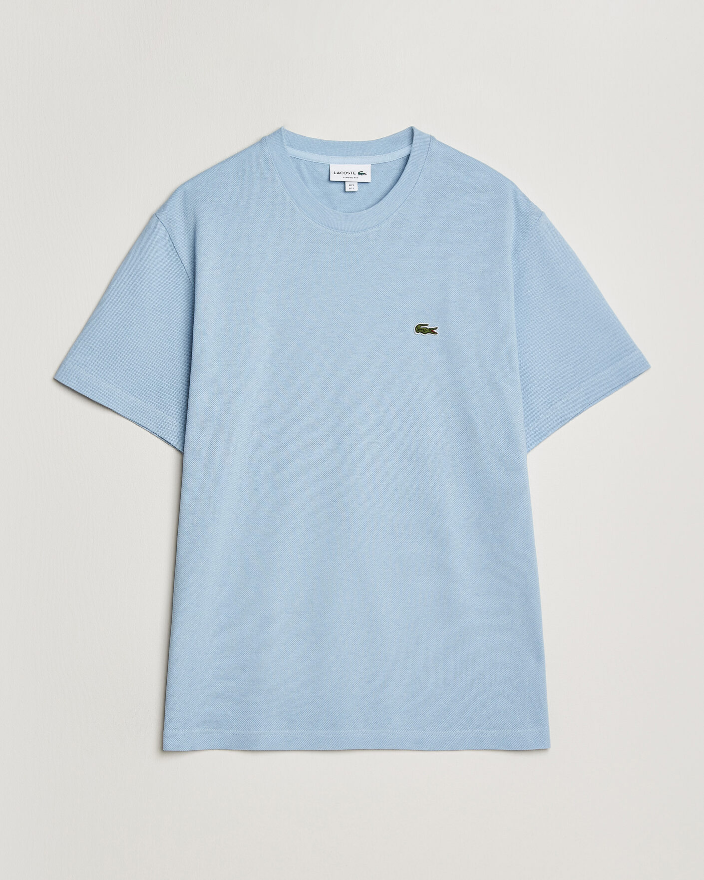 Men | T-Shirts | Lacoste | Cotton/Linen Pique T-Shirt Light Blue
