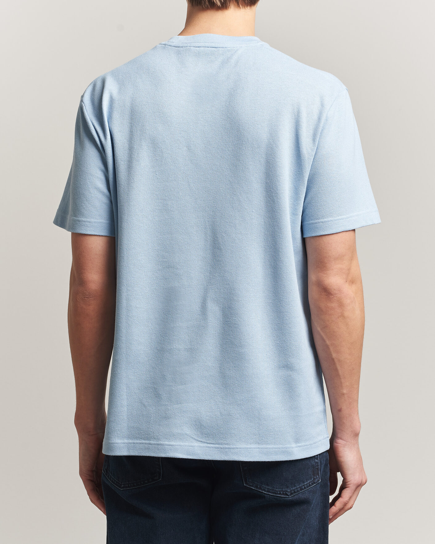 Men | T-Shirts | Lacoste | Cotton/Linen Pique T-Shirt Light Blue