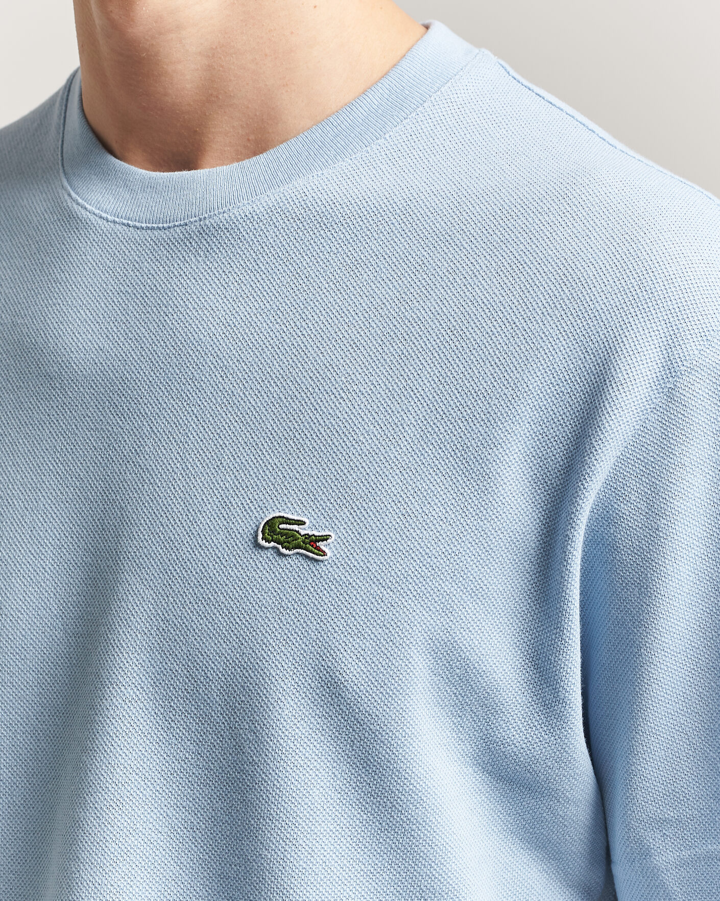 Men | T-Shirts | Lacoste | Cotton/Linen Pique T-Shirt Light Blue