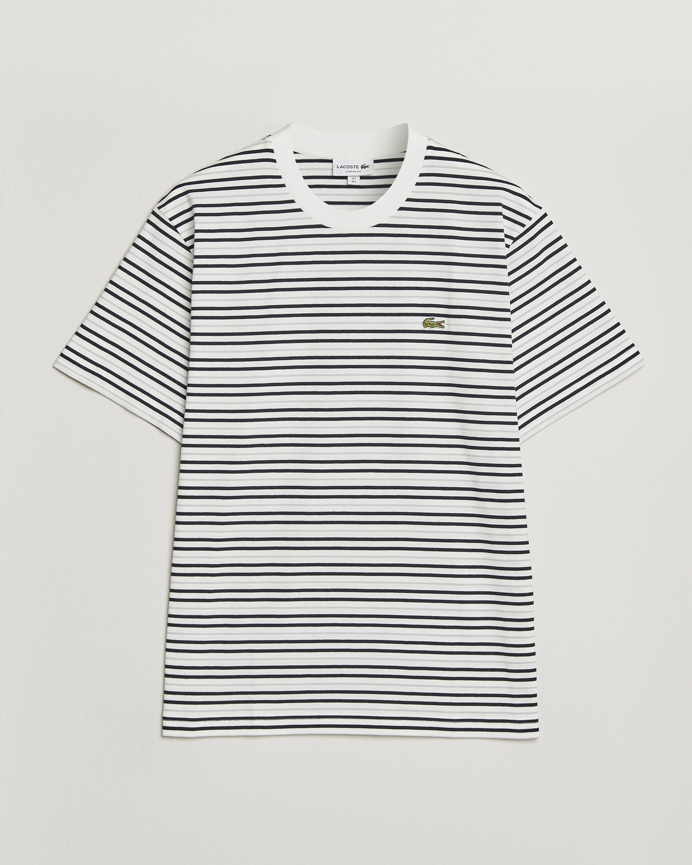 Men | T-Shirts | Lacoste | Cotton Striped T-Shirt Blackbird/Flour