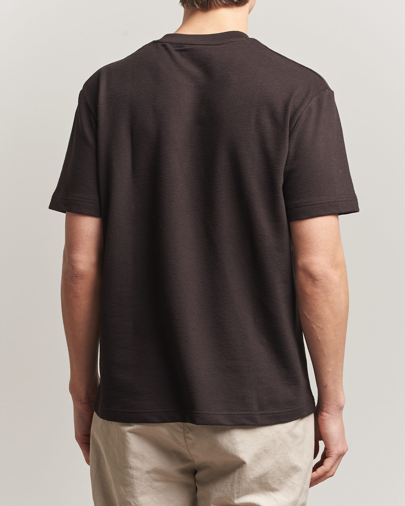 Men | T-Shirts | Lacoste | Textured Cotton T-Shirt Buffalo Brown