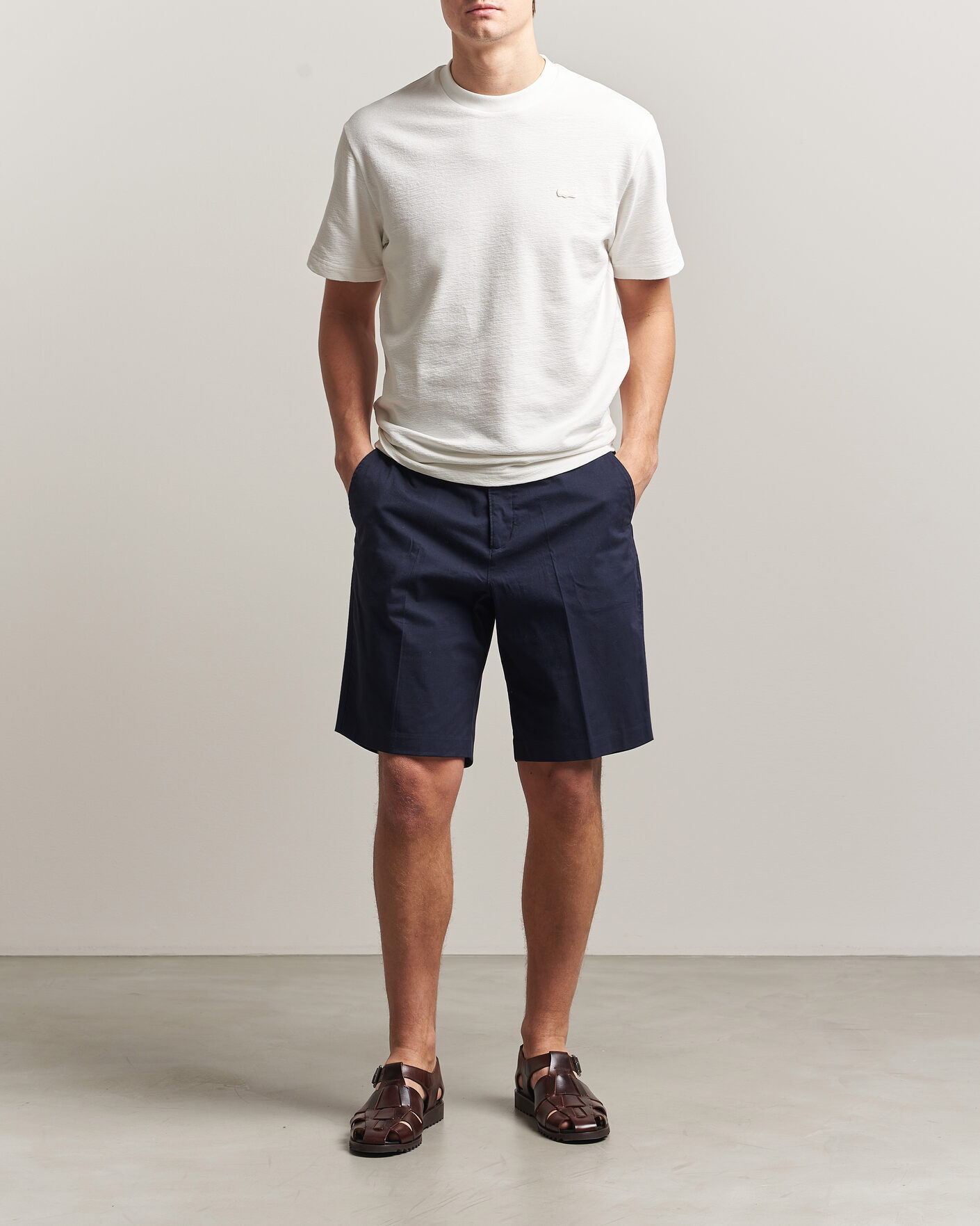 Men | T-Shirts | Lacoste | Textured Cotton T-Shirt Flour