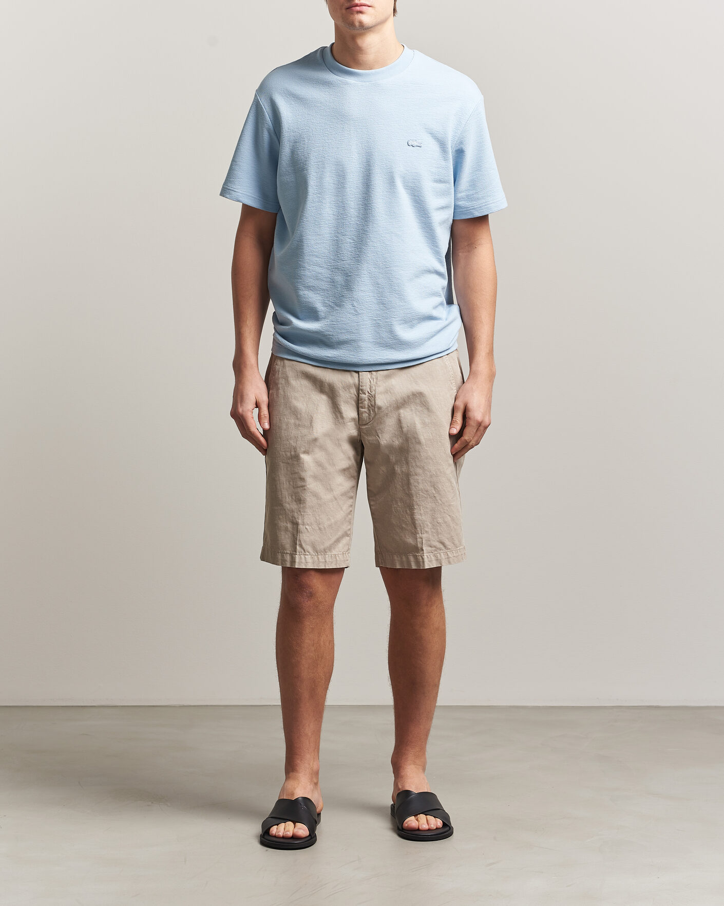 Men | T-Shirts | Lacoste | Textured Cotton T-Shirt Light Blue