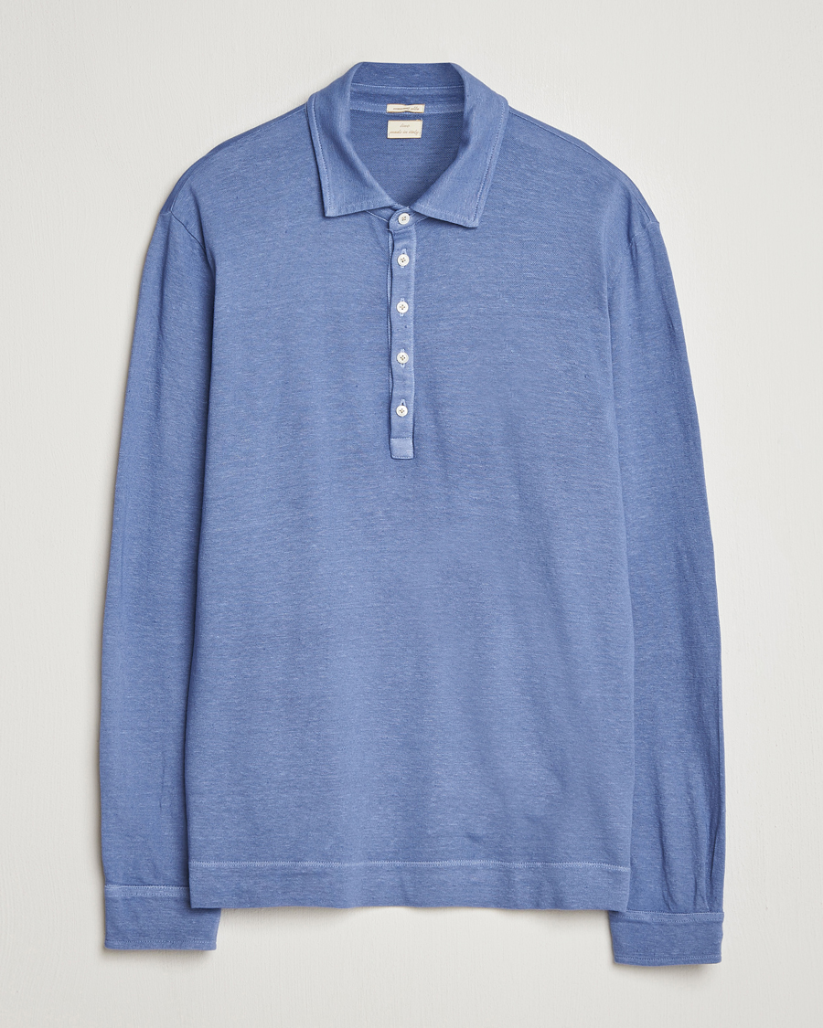Men | Polo Shirts | Massimo Alba | Raya Cotton/Linen Long Sleeve Polo Tulip