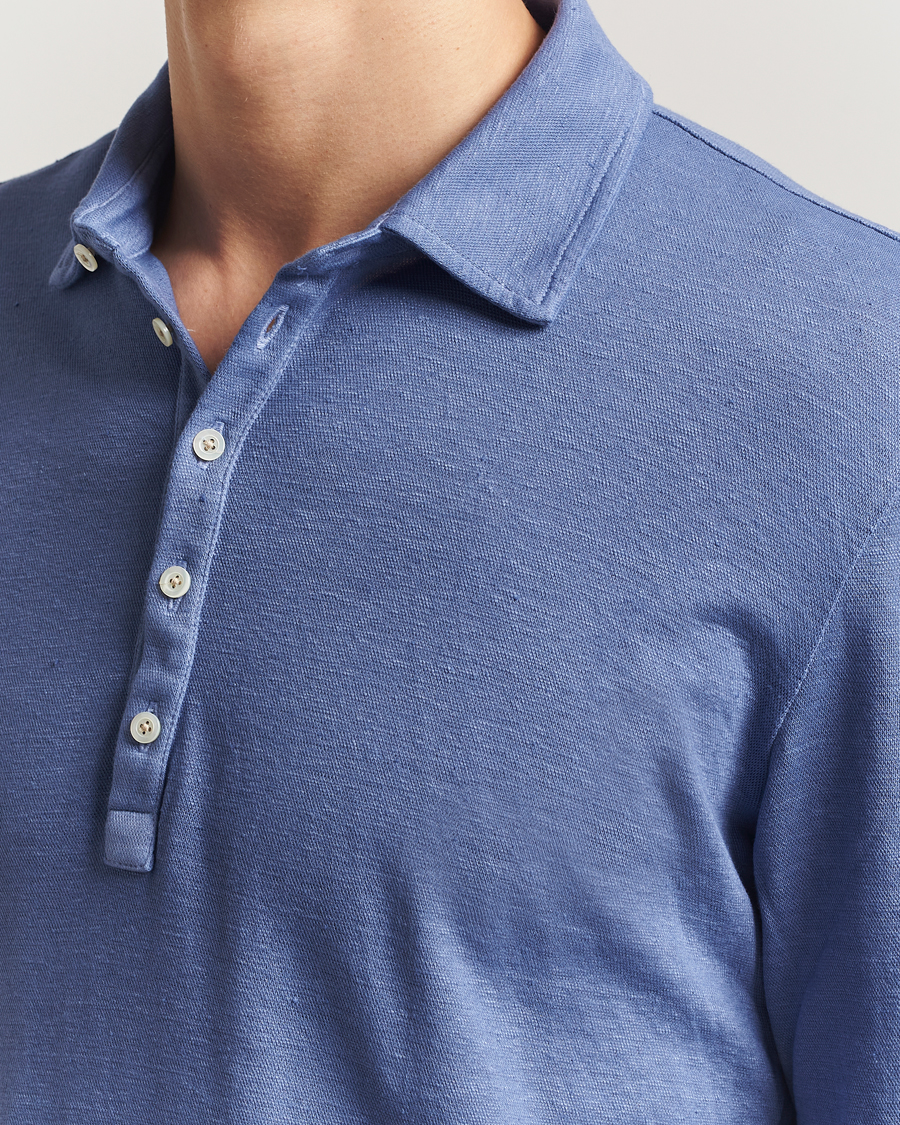 Men | Polo Shirts | Massimo Alba | Raya Cotton/Linen Long Sleeve Polo Tulip