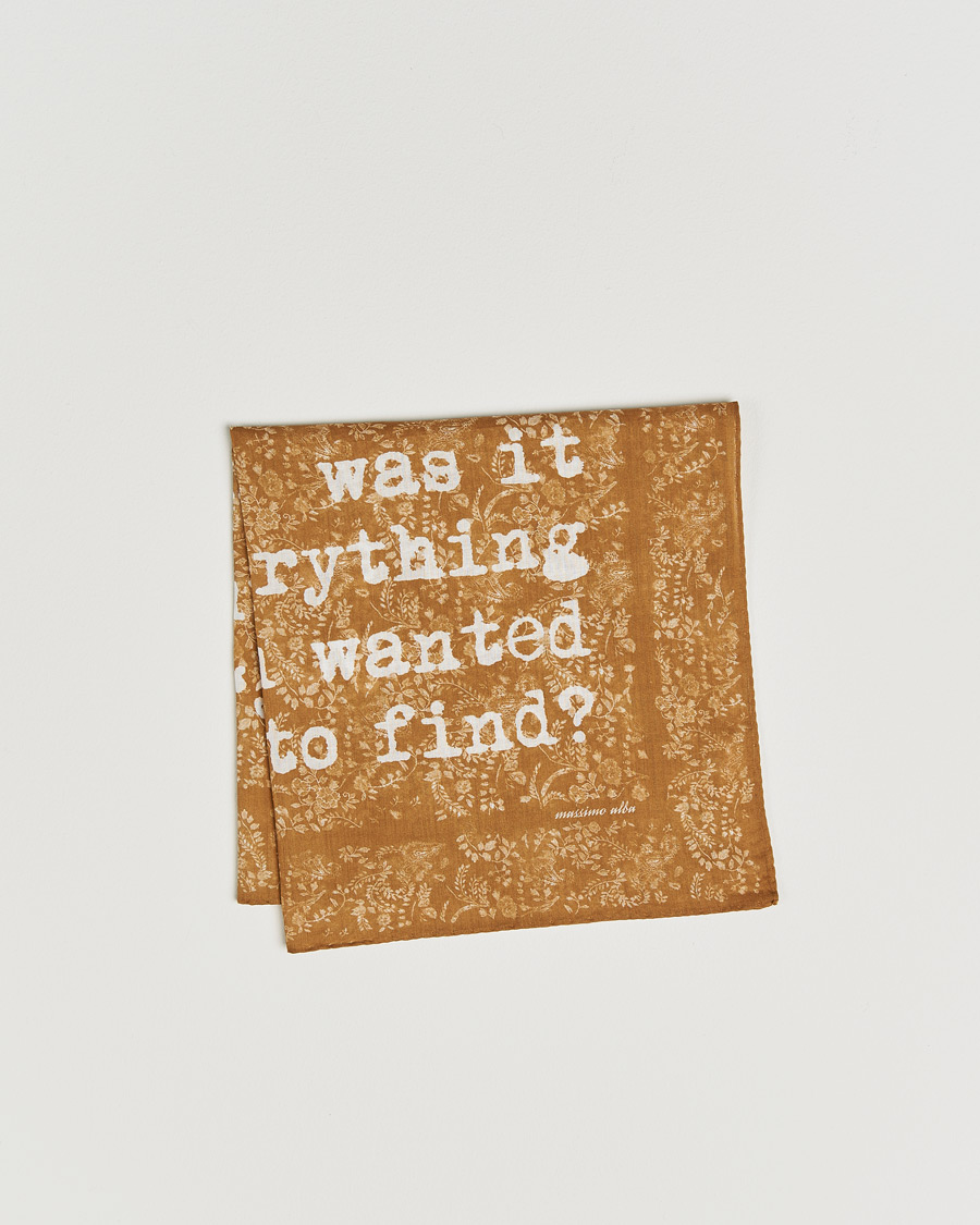 Men | Pocket Squares | Massimo Alba | Printed Cotton Voile Hankerchief Bronze