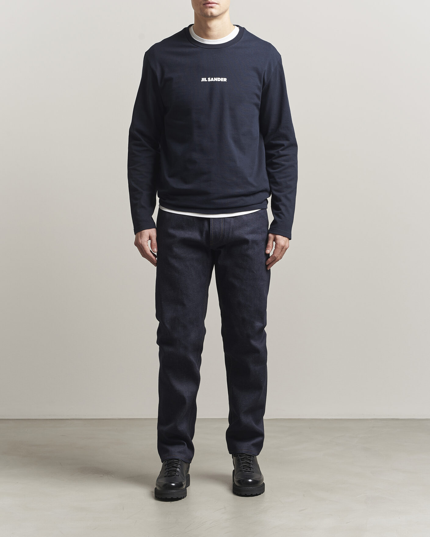 Men | T-Shirts | Jil Sander | Long Sleeve Logo T-Shirt Navy