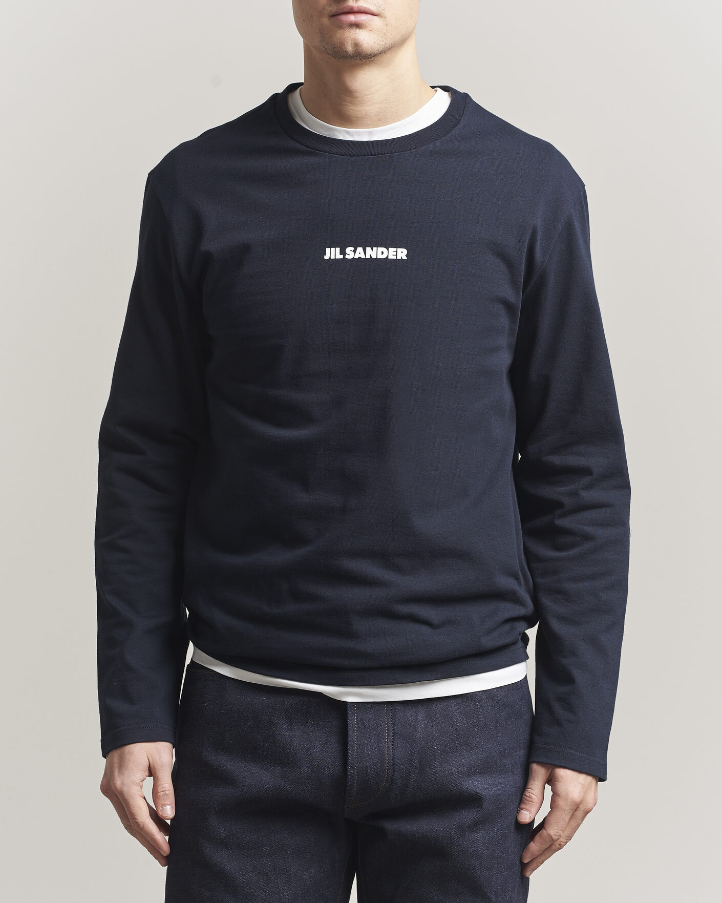 Men | T-Shirts | Jil Sander | Long Sleeve Logo T-Shirt Navy