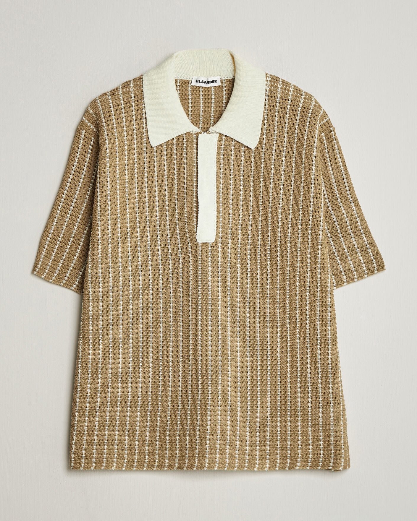 Men | Polo Shirts | Jil Sander | Net Stitch Knitted Polo Tobacco